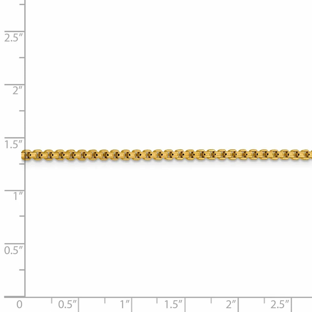 14kt Yellow Gold Diamond Cut Round Box Chain 18 inch Lobster Clasp C344