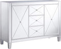 Mirrored 3 Drawers Cabinet with Faux Crystal Knobs and Matte Silver Trim M495