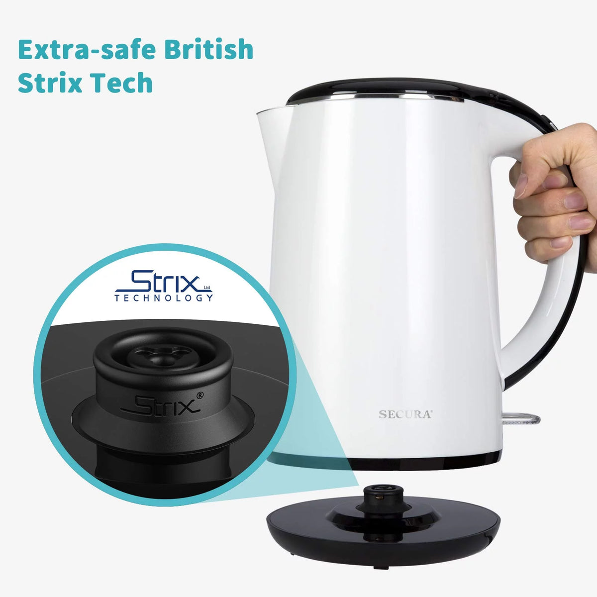 White Double Wall Electric Water Kettle 1.8 Quart T383898