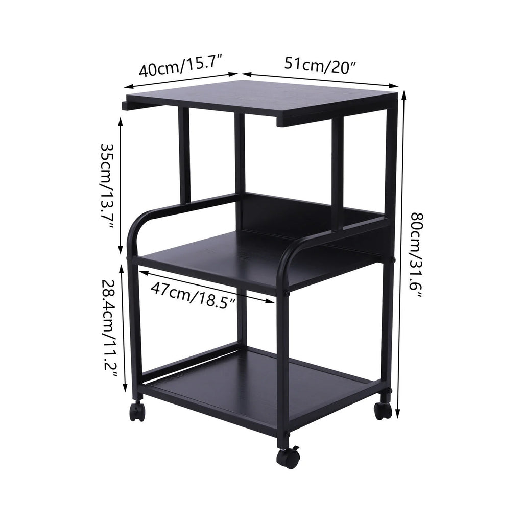 3 Tier Printer Stand Rolling Cart Storage Shelf with Wheel A17607