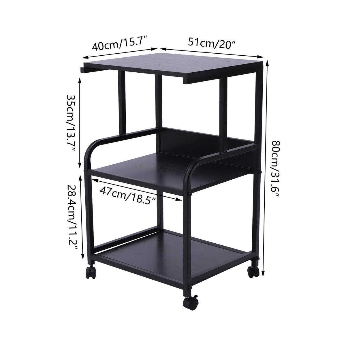 3 Tier Printer Stand Rolling Cart Storage Shelf with Wheel A17607