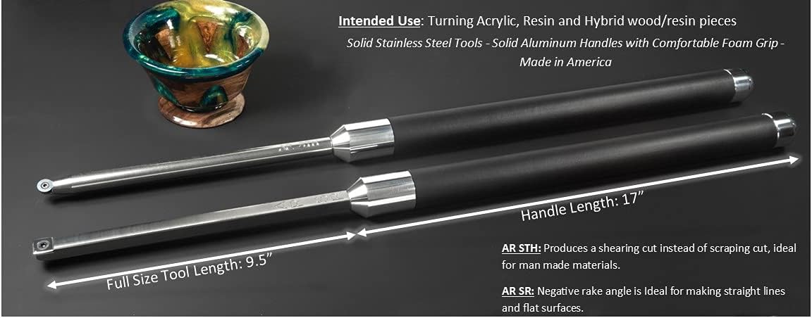 Carbide Turning Tools for Wood Lathe, 12" Tools, 17" Handles, 2 Tool Set X39502