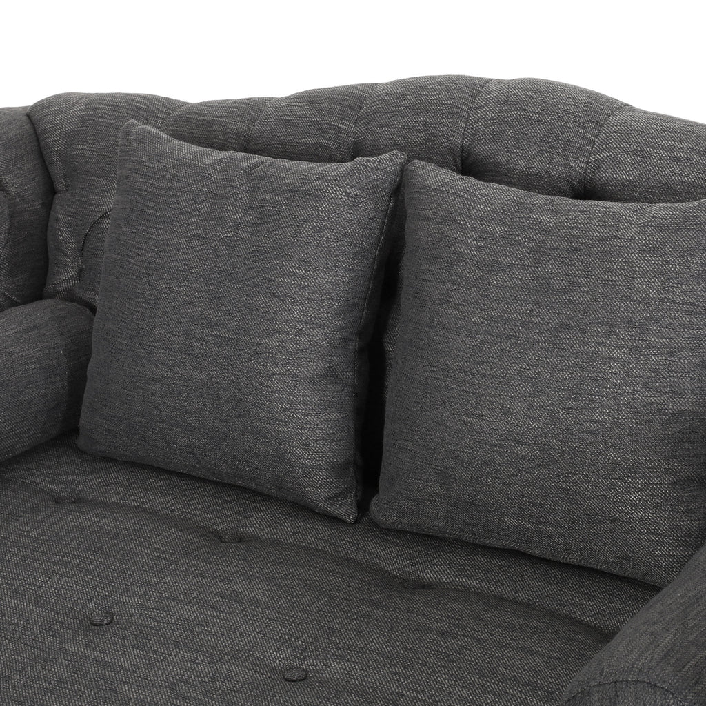 Dark Brown and Charcoal Tufted Chaise Lounge P6219