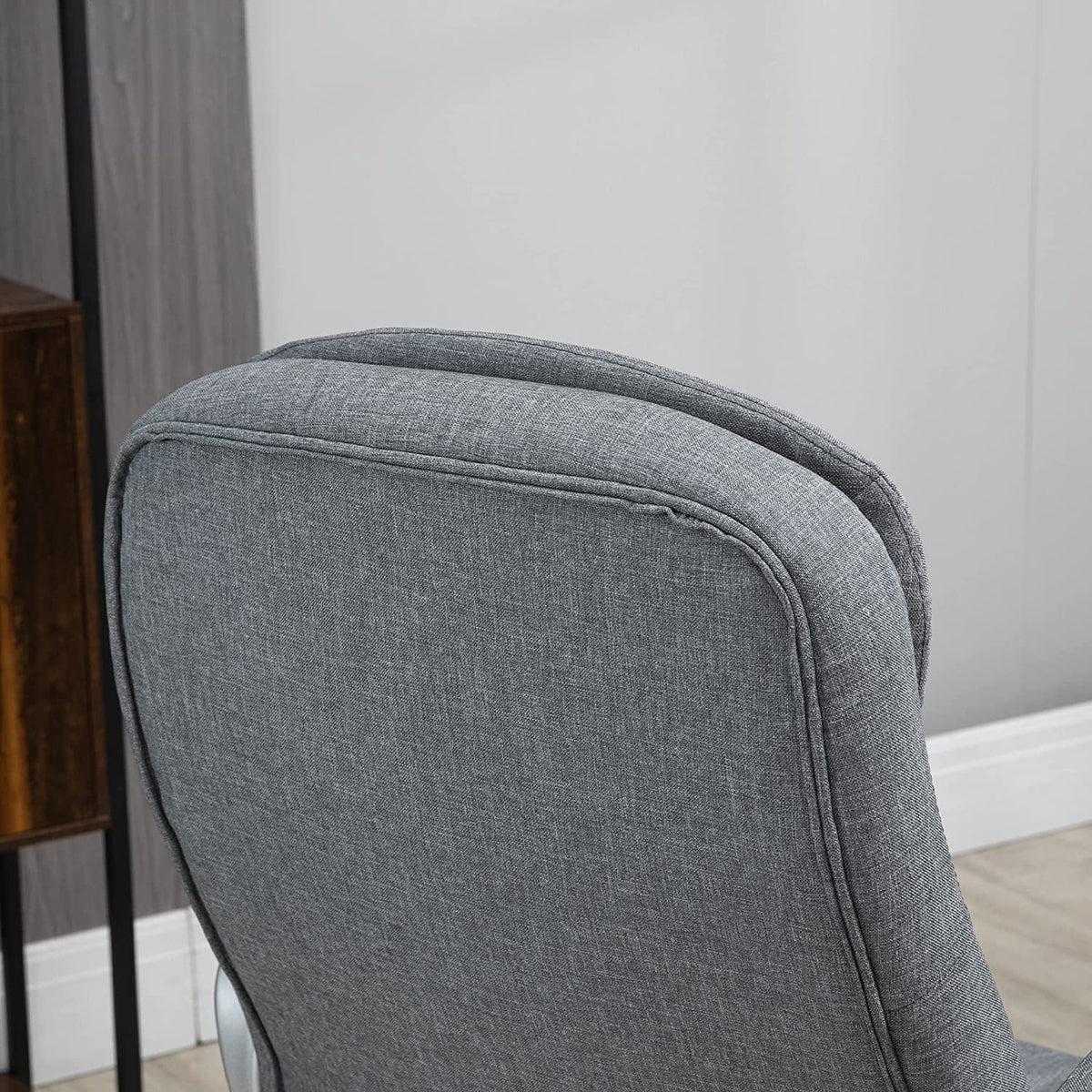 High Back Grey Upholstered Office Chair with Headrest and Armrest M6800