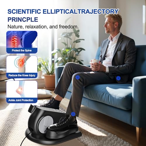 Under Desk Elliptical Machine Portable Seated Pedal Exerciser with Remote Control E860095
