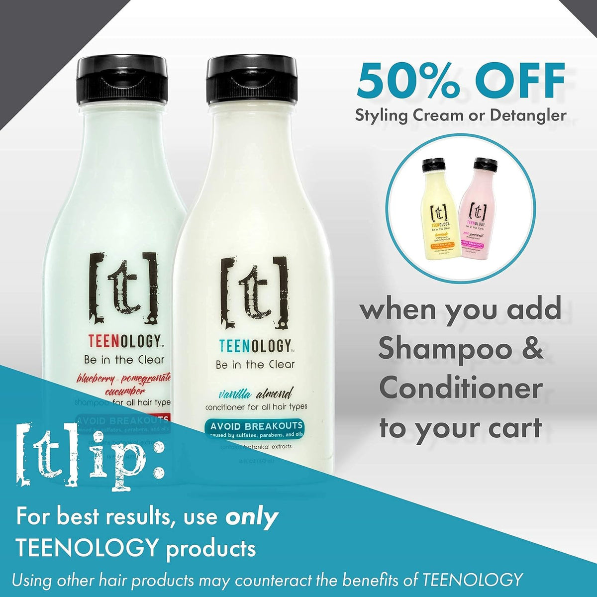 Shampoo and Conditioner Bundle, Sulfate and Paraben Free, Noncomedogenic, 16 oz Q240