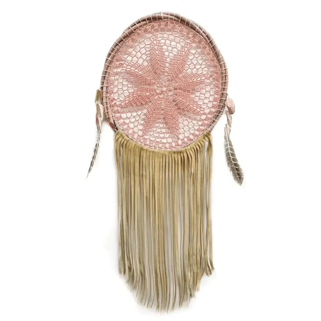 Blush Pink Suede Fringe Dreamcatcher W69408