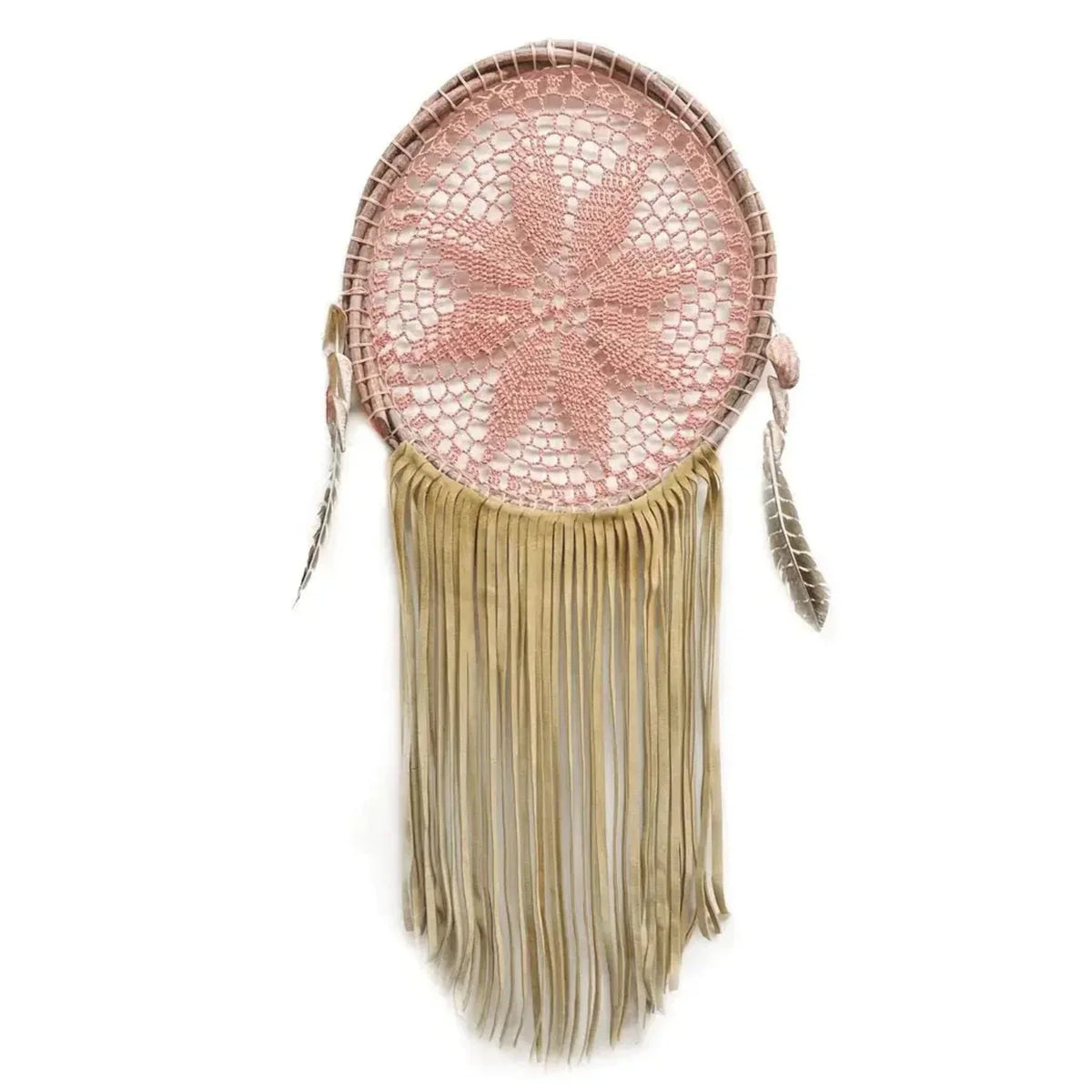 Blush Pink Suede Fringe Dreamcatcher W69408