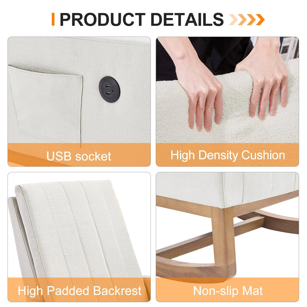 White Linen Rocking Chair Set of 2 C136