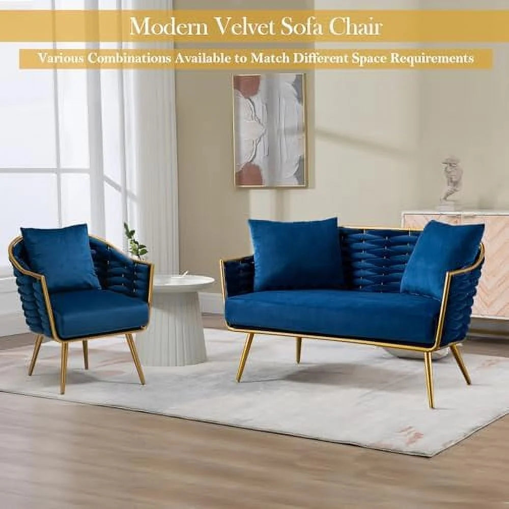 Velvet Accent Sofa Chair with 2 Pillows A2295