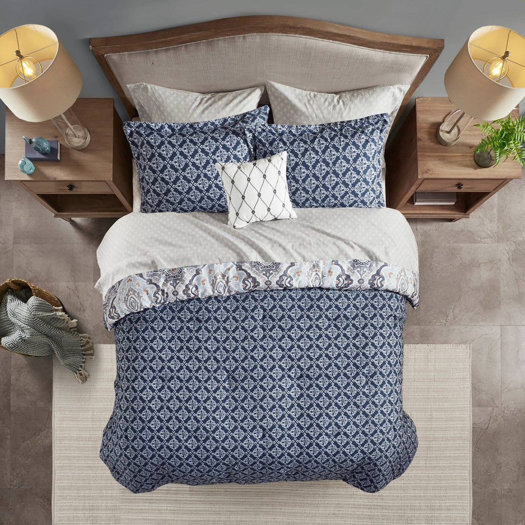 Navy King Reversible Complete Bedding Set O3231