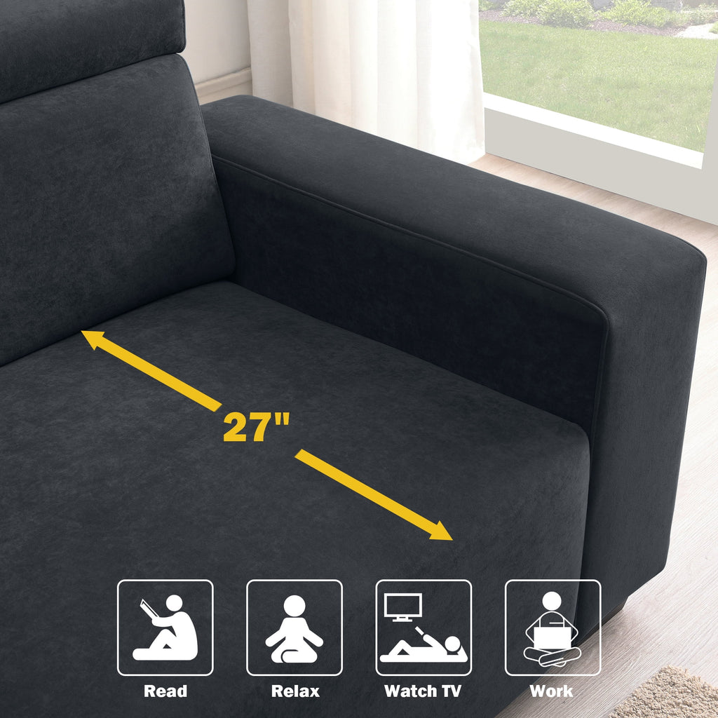 Black Velvet 2-Seater Sofa M888069
