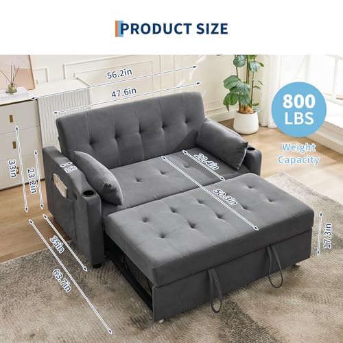 3 in 1 Convertible Sleeper Sofa Bed, Corduroy Futon Couches with Pull-Out Bed W785724