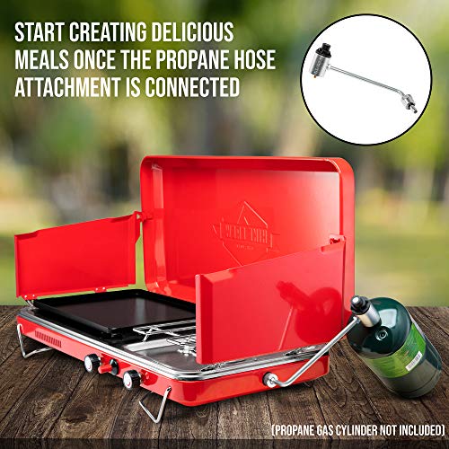 2-in-1 Gas Camping Stove and Griddle with Integrated Igniter J1231