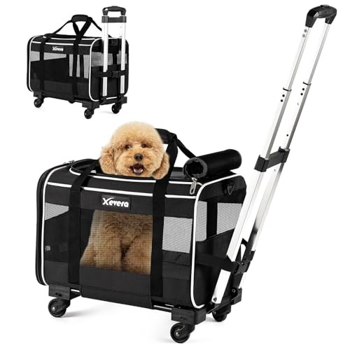 Black Rolling Pet Carrier with Wheels H128