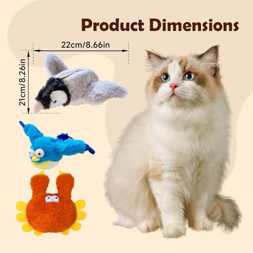 Interactive Chirping Bird with Flapping Wings Rechargeable Cat Toy (Grey) K581