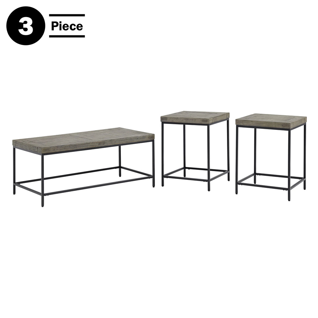3-Piece Coffee Table Set with 2 Side Tables Gray Q677