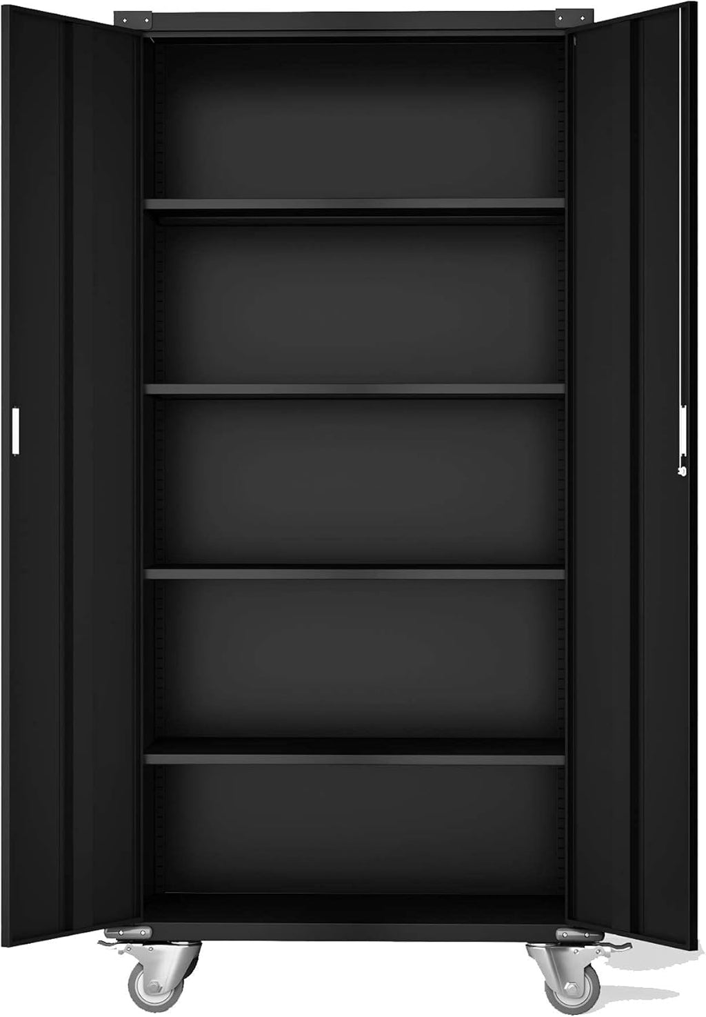 Metal Rolling Storage Cabinet with Wheels, 72'' Utility Storage Files Cabinet with Height Adjustable Shelves, Steel Tall Cabinet U41578