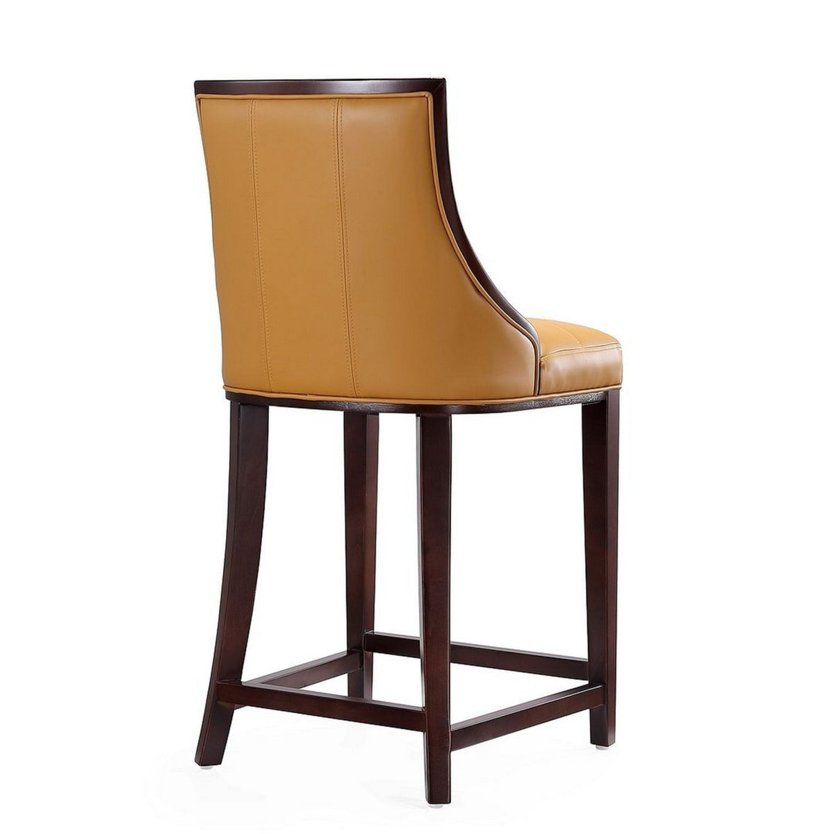 Camel and Dark Walnut Beech Wood Counter Height Bar Stool O8108