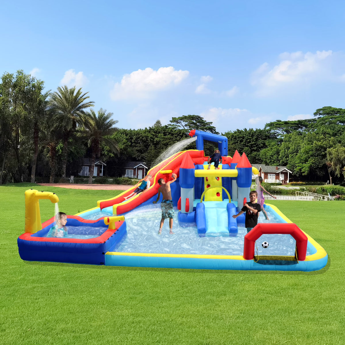 7-in-1 Inflatable Water Park with Splash Pool F1966