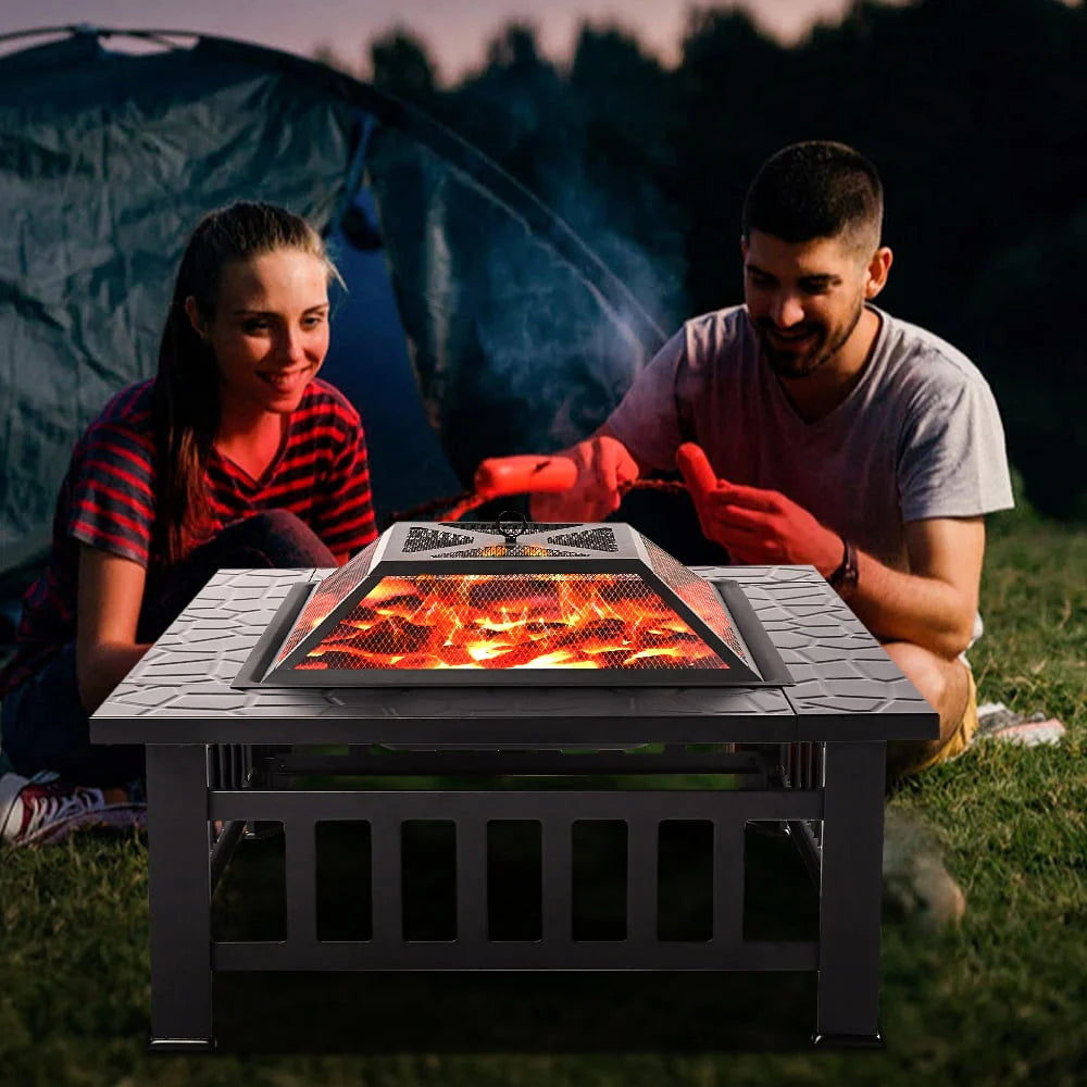 32 Square Iron Wood Burning Fire Pit K57421