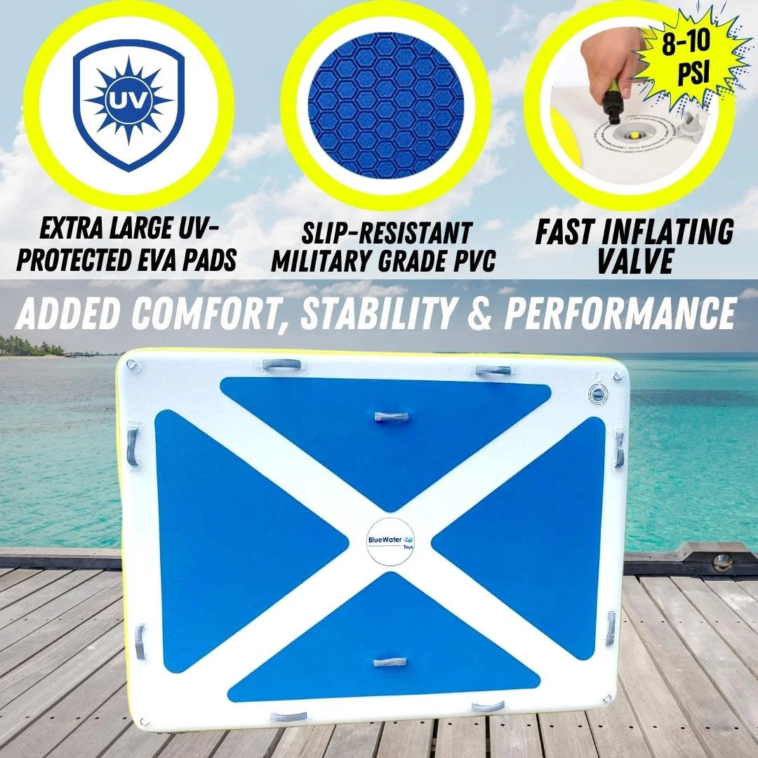 Blue Water Toys Four Person Inflatable Swim Deck with Non-Slip Surface, 8' x 6' C608