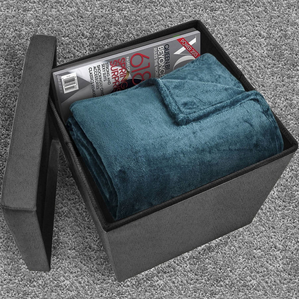 Foldable Suede Storage Ottoman P283