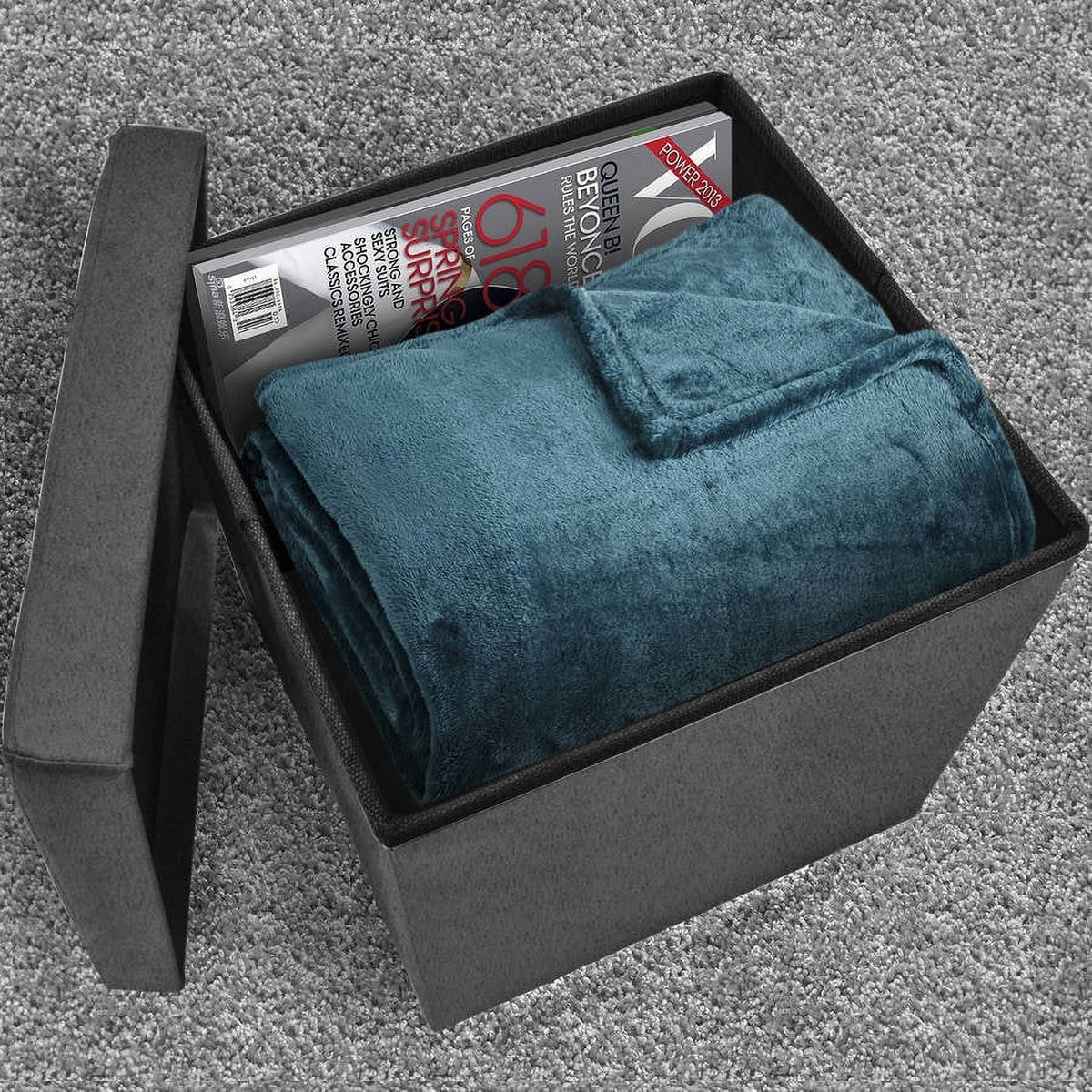 Foldable Suede Storage Ottoman P283