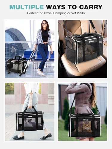 Black Rolling Pet Carrier with Wheels H128