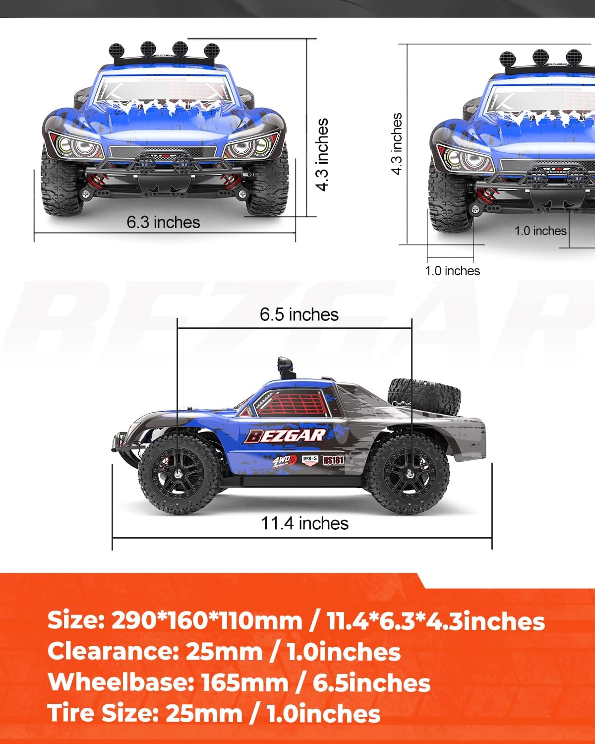 1:18 Scale 4WD Remote Control Truck with 2 Rechargeable Batteries R540423