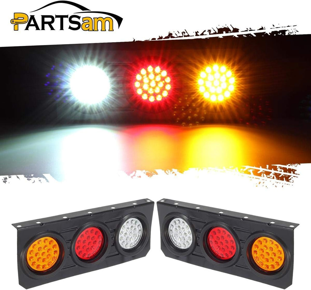 63 LED 4 Inch Round Trailer Tail Lights Bar Kit with Iron Bracket Base Waterproof 12V-30V (2pcs) S32986