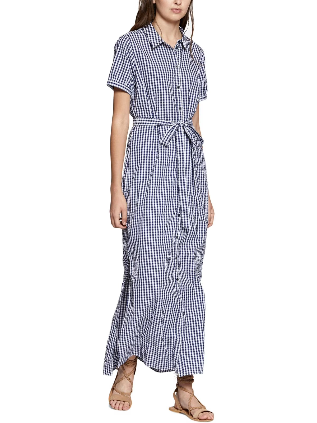 Blue Gingham Shirt Dress B2896