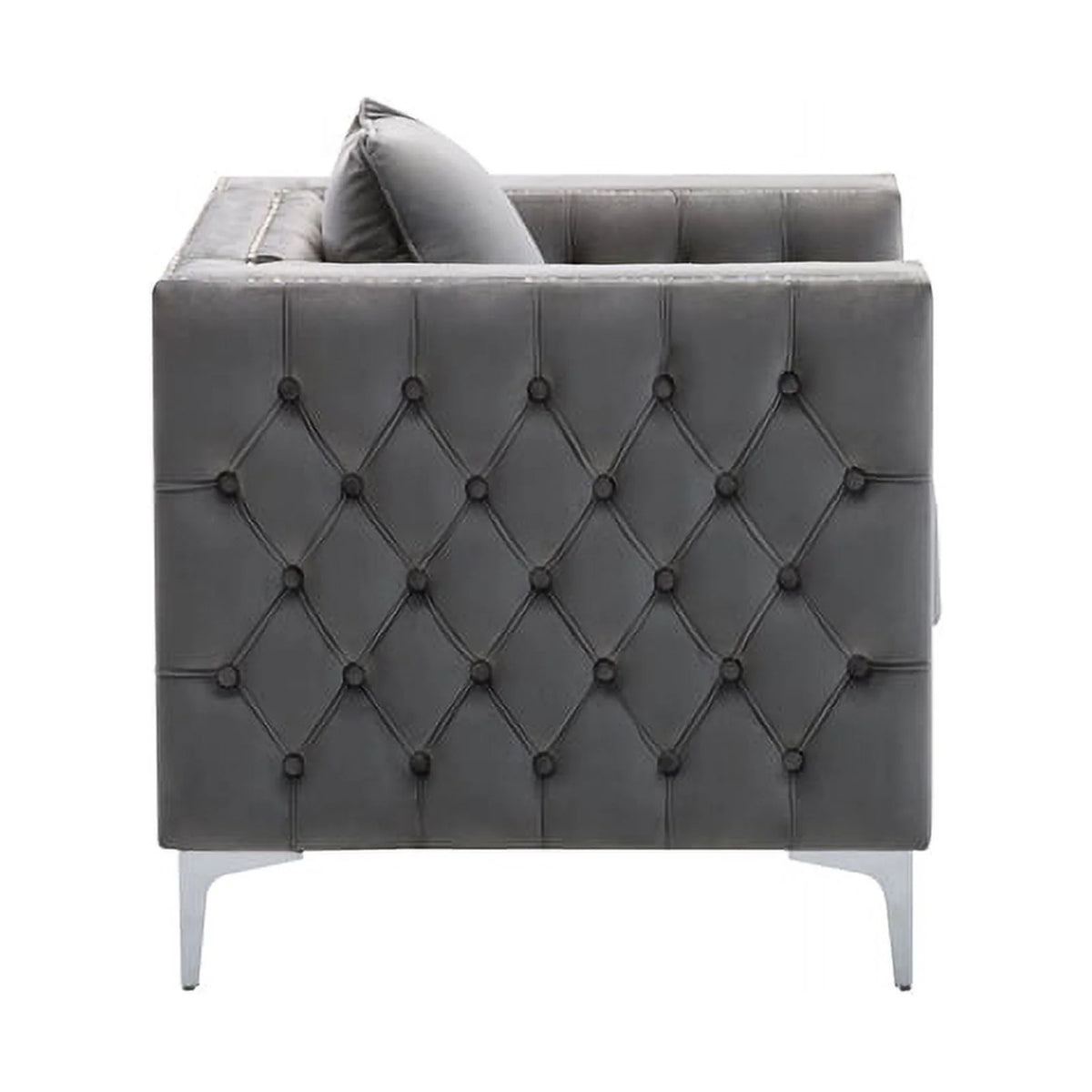 2 Piece Velvet Loveseat and Chair Set in Gray C3585