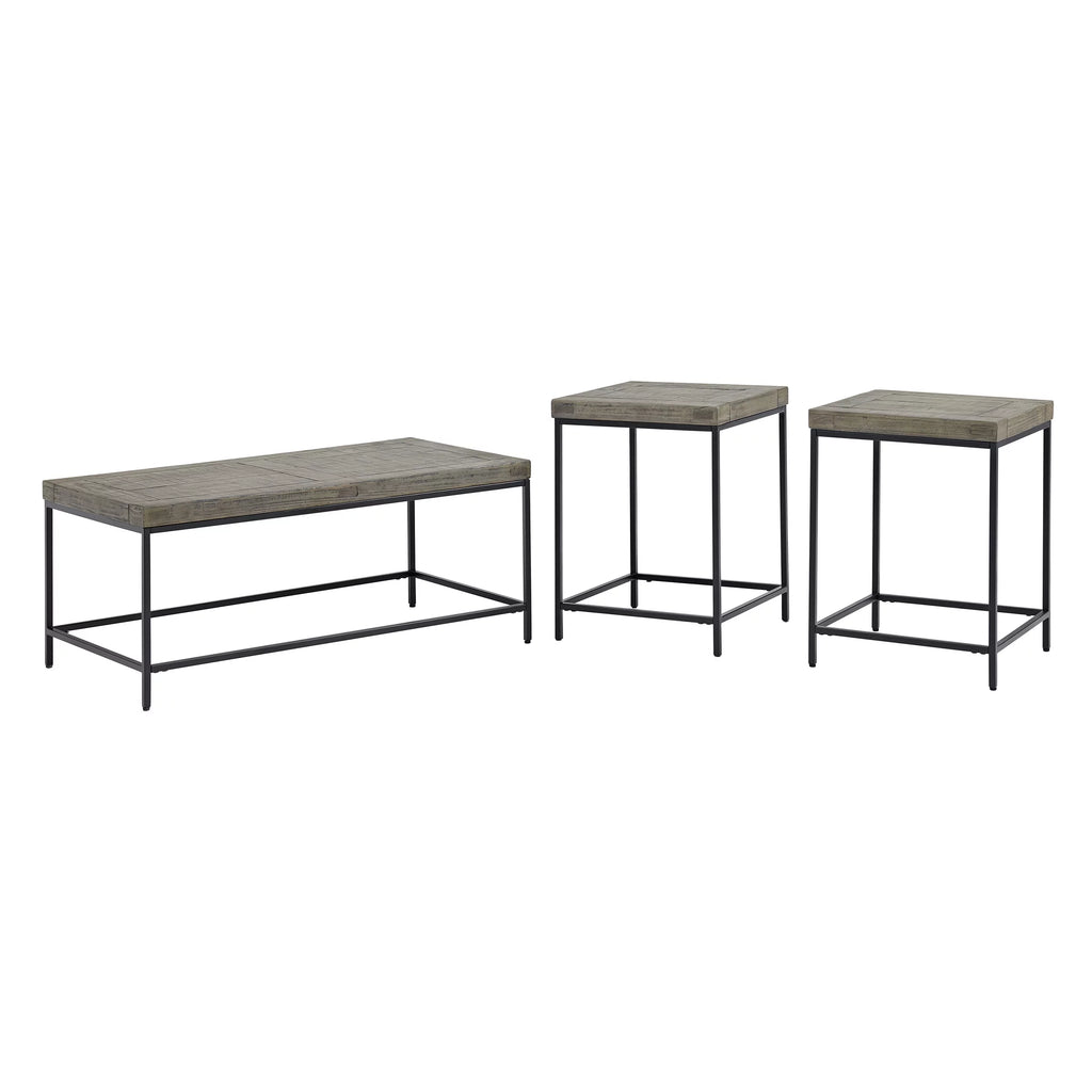 3-Piece Coffee Table Set with 2 Side Tables Gray Q677