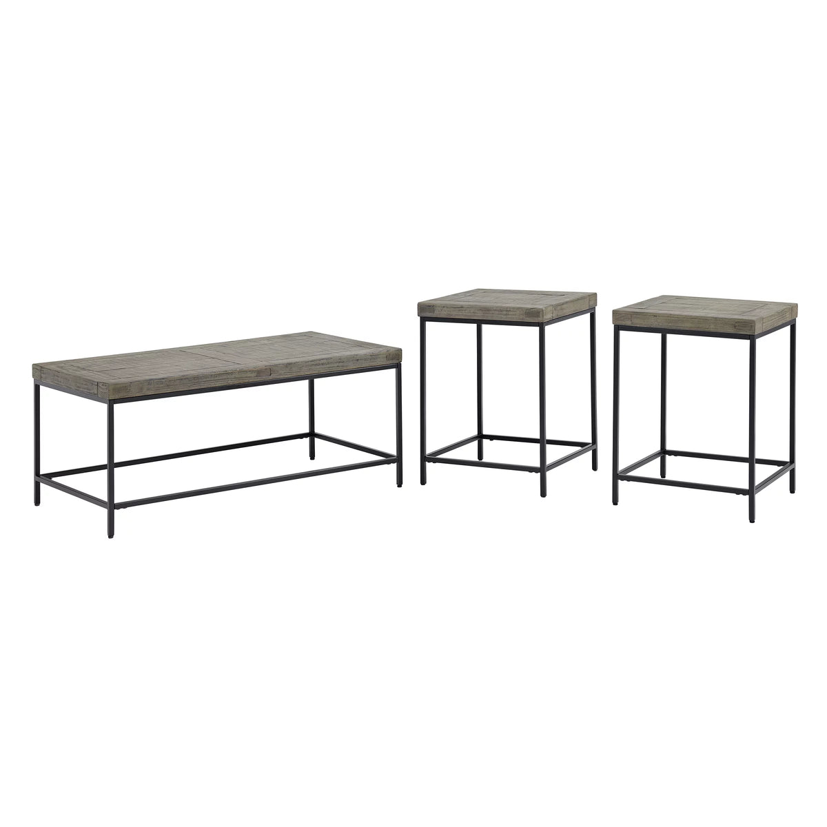 3-Piece Coffee Table Set with 2 Side Tables Gray Q677