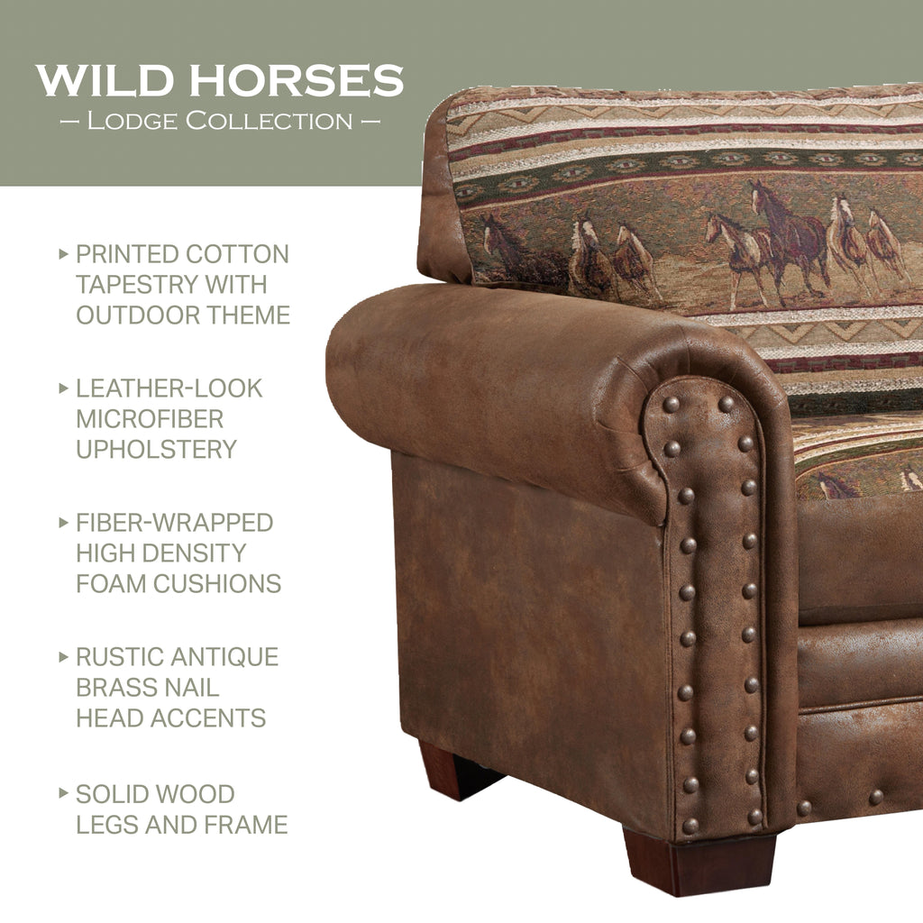 Wild Horses Arm Chair with Matching Ottoman L758840