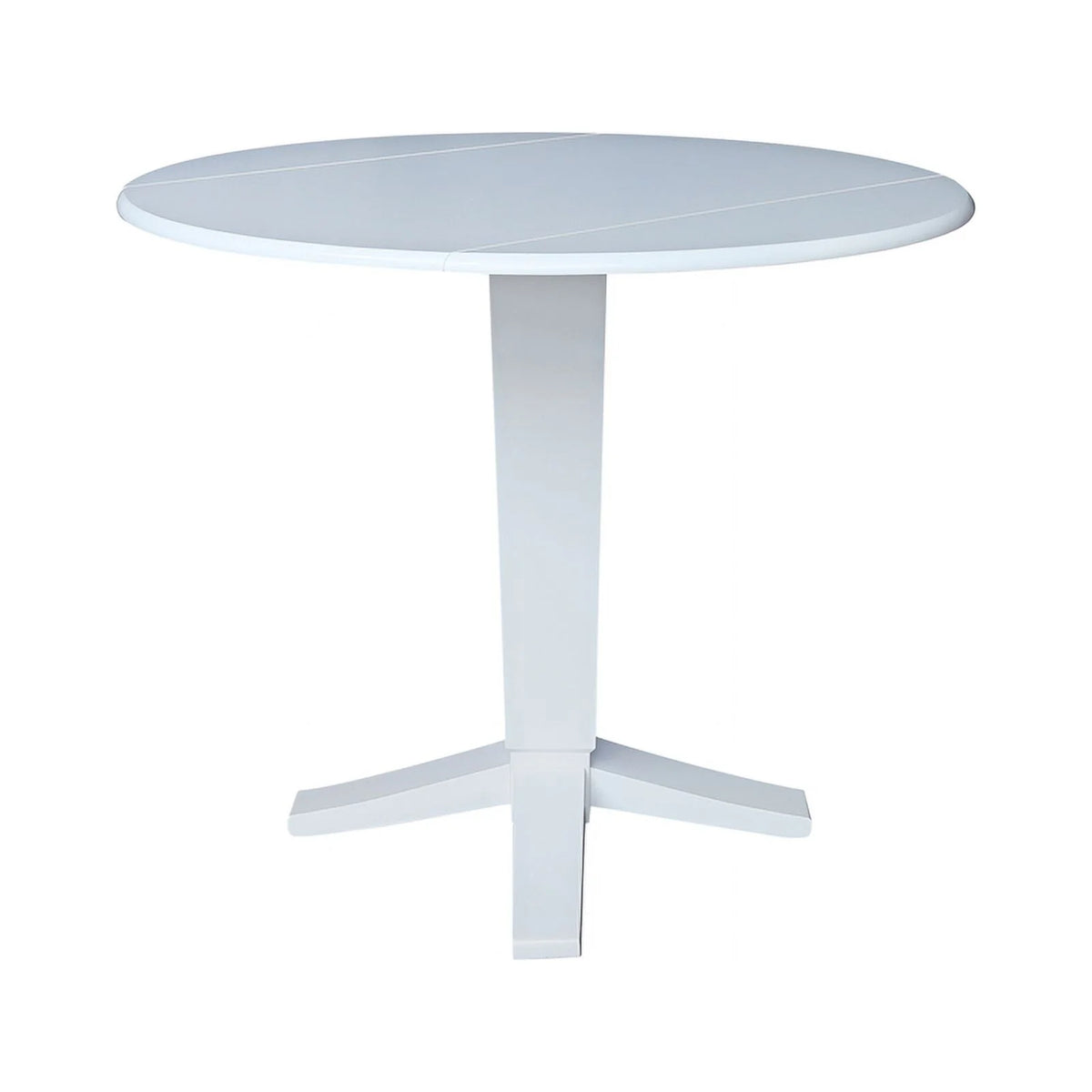 42" Round Solid Wood Dual Drop Leaf Pedestal Dining Table in White C84822