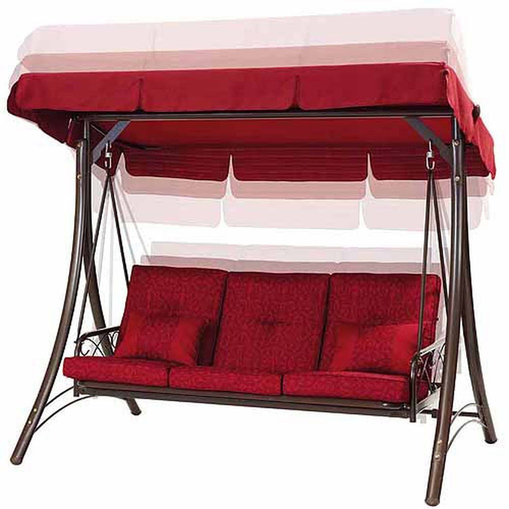 Red 3-Seat Canopy Porch Swing Bed V5676