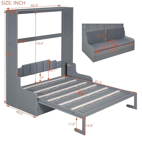Queen Size Wooden Murphy Bed with Cushion R923