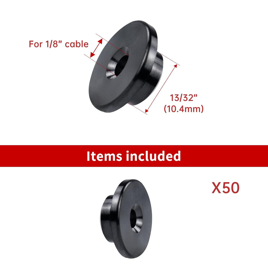 Black Cable Railing Kit 1/8 Sleeves Washer Insert Plug for Wire Rope Metal Posts T316 Stainless Steel Deck Balcony Q9145