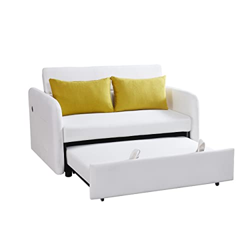 Velvet Tufted Twin XL Convertible Sleeper Couch Bed with Pillows N589