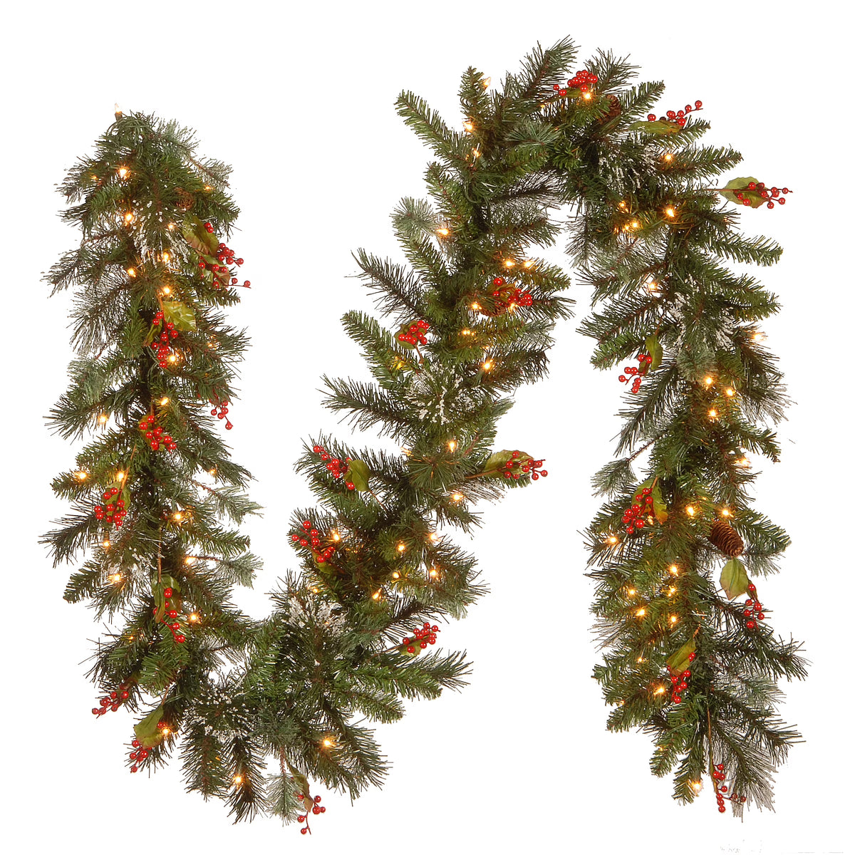Pre-Lit Artificial Christmas Garland, Green, White Lights, 9 Feet L982