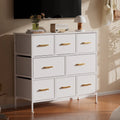 White 8 Drawer Fabric Dresser Storage Organizer M344800
