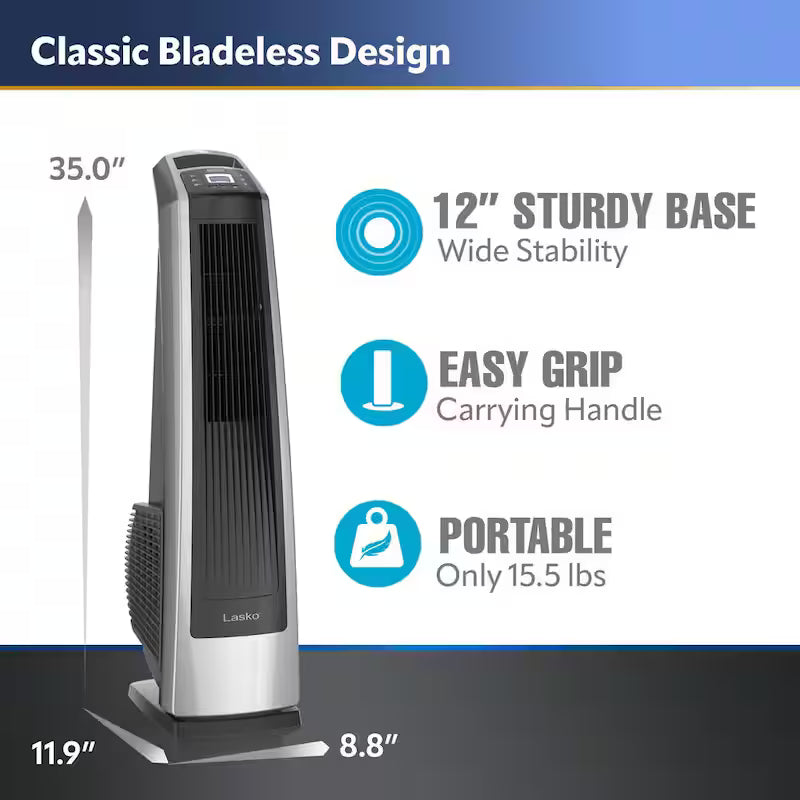 3 Speed Gray Oscillating Tower Fan with Remote Control V9782