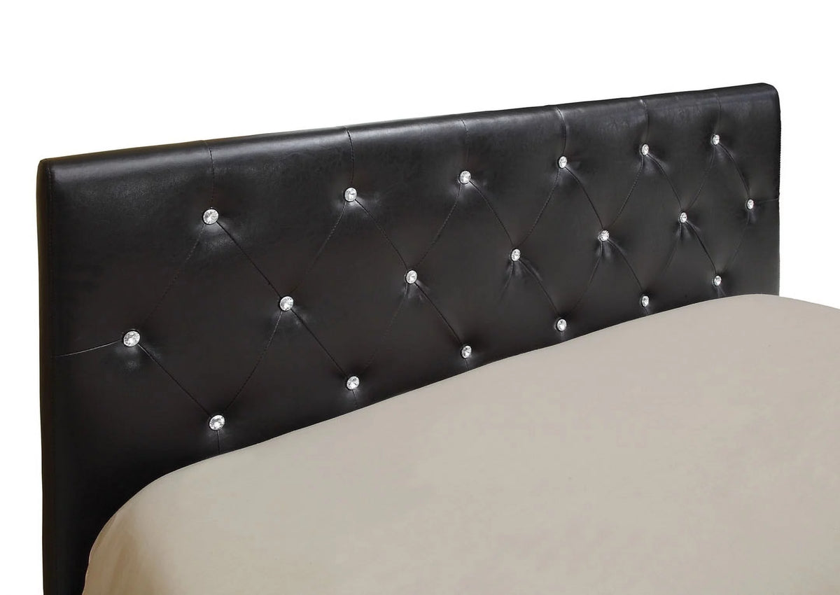 Black Eastern King Size Leatherette Tufted Platform Bed F6966
