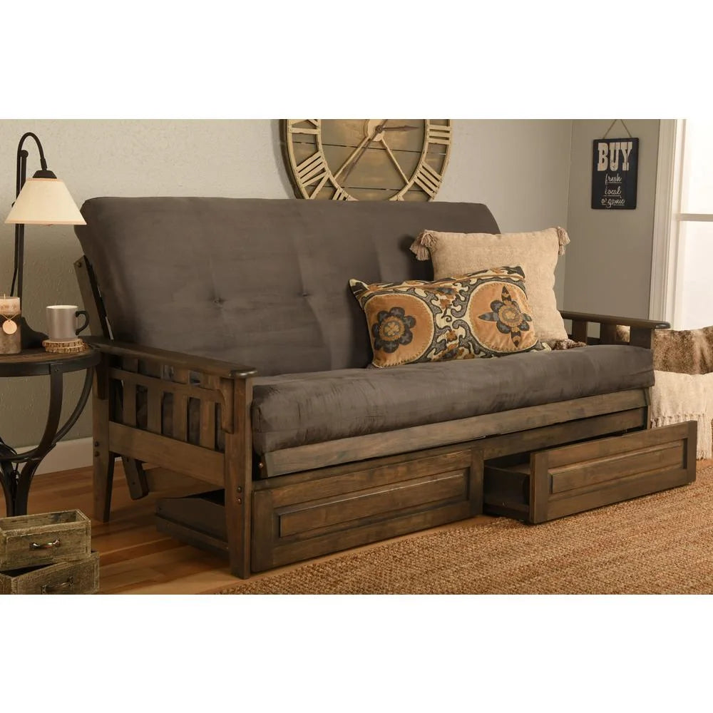Gray Suede Fabric Mattress with Frame I5494