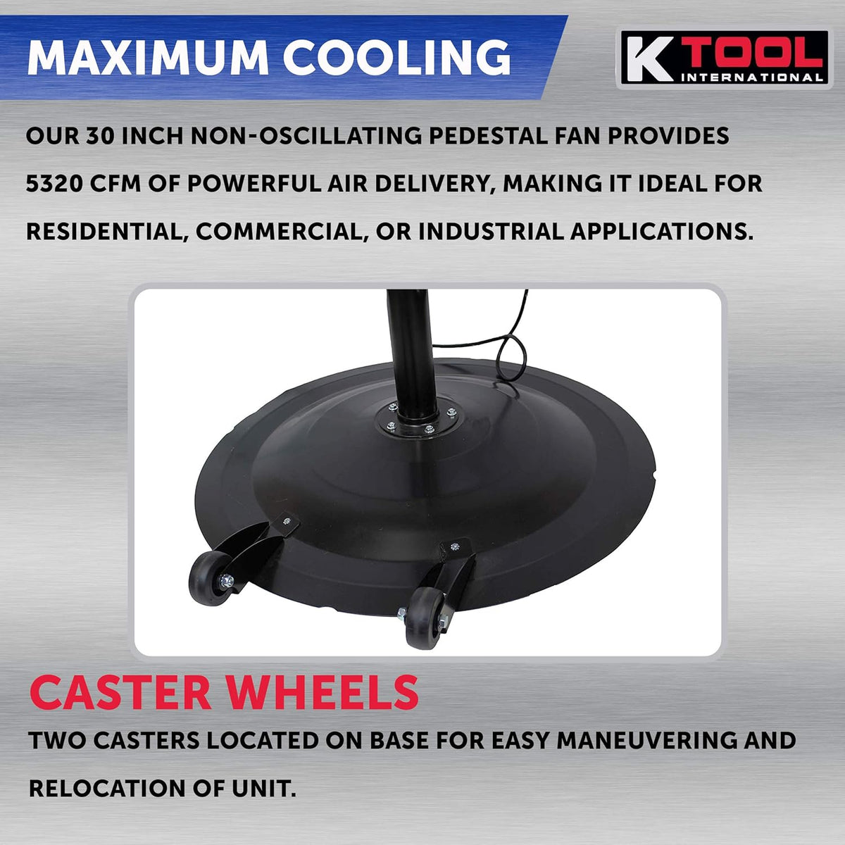 30" Adjustable High-Velocity Pedestal Fan, Non-Oscillating, 3-Speed V603