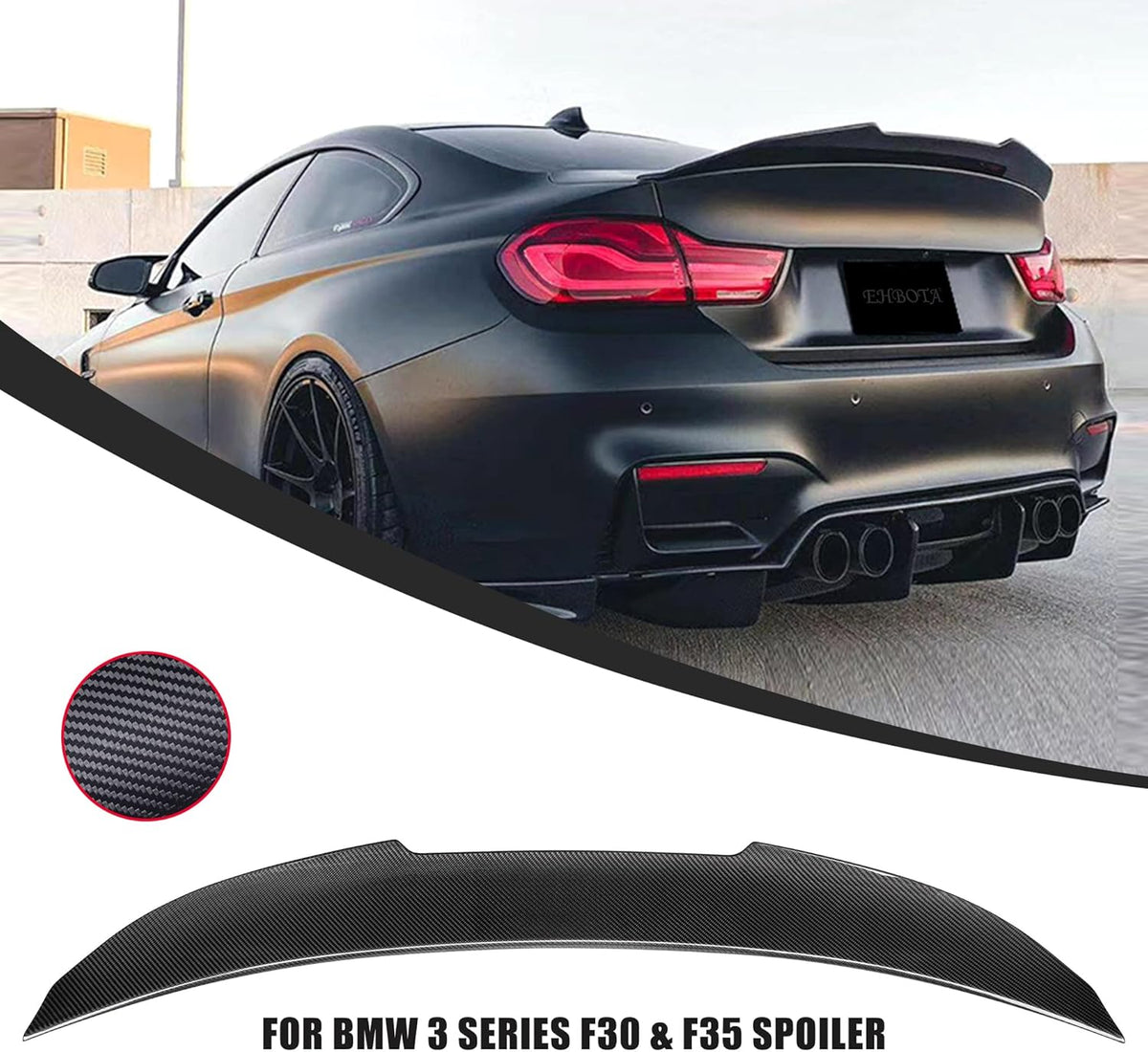 Dry Carbon Fiber Rear Trunk Spoiler Wing Q4970