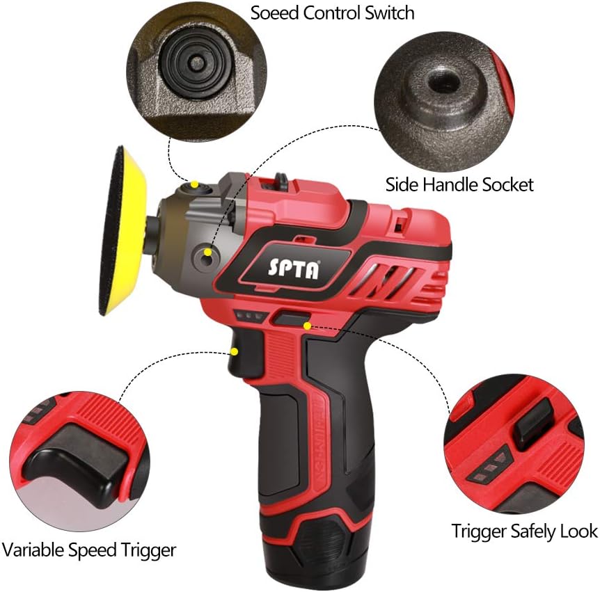 12V Cordless Car Polisher and Buffer with 1500mAh Li-ion Battery, Pack of 2 I1145