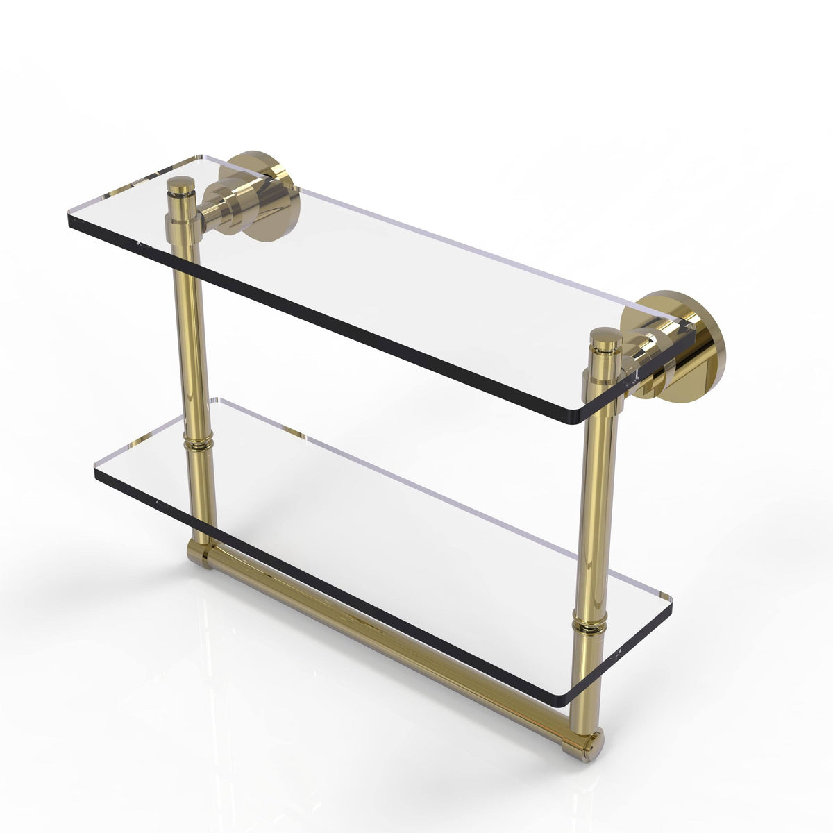 22 inch Two Tiered Glass Shelf with Integrated Towel Bar N772645